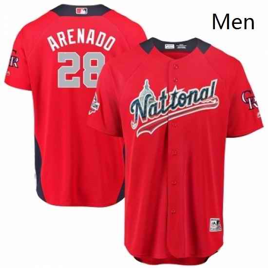 Mens Majestic Colorado Rockies 28 Nolan Arenado Game Red National League 2018 MLB All Star MLB Jersey